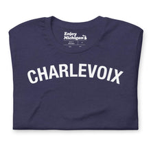 Load image into Gallery viewer, Charlevoix Unisex T-shirt  Enjoy Michigan Heather Midnight Navy S 