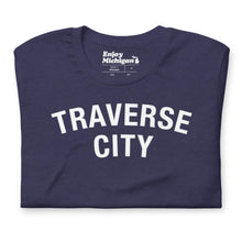 Load image into Gallery viewer, Traverse City Unisex T-shirt  Enjoy Michigan Heather Midnight Navy S 
