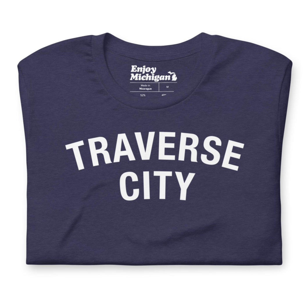 Traverse City Unisex T-shirt  Enjoy Michigan Heather Midnight Navy S 