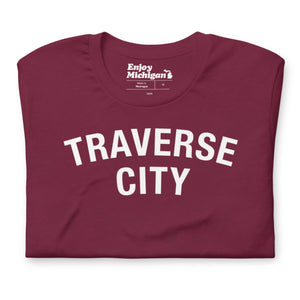 Traverse City Unisex T-shirt  Enjoy Michigan Maroon S 