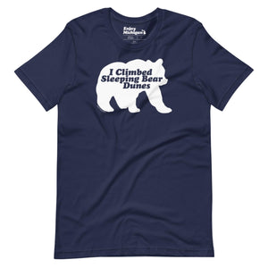 I Climbed Sleeping Bear Dunes Navy Unisex T-shirt  Enjoy Michigan S  
