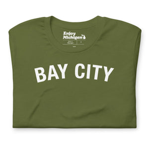 Bay City Unisex T-shirt  Enjoy Michigan Olive S 