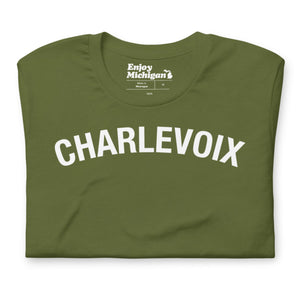 Charlevoix Unisex T-shirt  Enjoy Michigan Olive S 