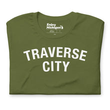 Load image into Gallery viewer, Traverse City Unisex T-shirt  Enjoy Michigan Olive S 