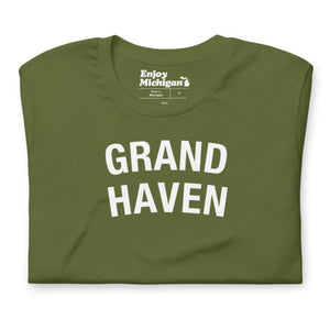Grand Haven Unisex T-shirt  Enjoy Michigan Olive S 