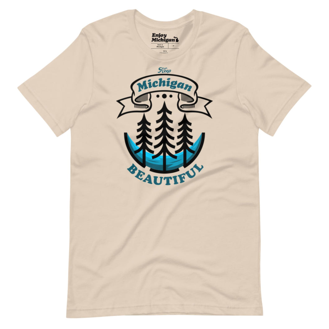 Keep Michigan Beautiful Unisex T-shirt - Soft Cream  Enjoy Michigan XS  
