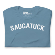 Load image into Gallery viewer, Saugatuck Unisex T-shirt Apparel &amp; Accessories Enjoy Michigan Steel Blue S 