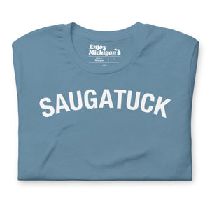 Saugatuck Unisex T-shirt Apparel & Accessories Enjoy Michigan Steel Blue S 