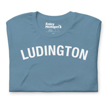Load image into Gallery viewer, Ludington Unisex T-shirt  Enjoy Michigan Steel Blue S 