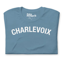 Load image into Gallery viewer, Charlevoix Unisex T-shirt  Enjoy Michigan Steel Blue S 