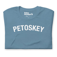 Load image into Gallery viewer, Petoskey Unisex T-shirt  Enjoy Michigan Steel Blue S 