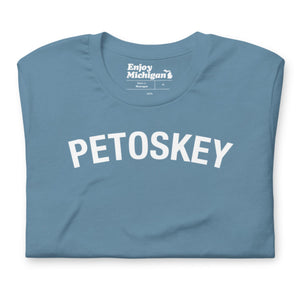 Petoskey Unisex T-shirt  Enjoy Michigan Steel Blue S 