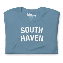 Load image into Gallery viewer, South Haven Unisex T-shirt  Enjoy Michigan Steel Blue S 