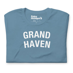 Grand Haven Unisex T-shirt  Enjoy Michigan Steel Blue S 
