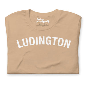 Ludington Unisex T-shirt  Enjoy Michigan Tan S 