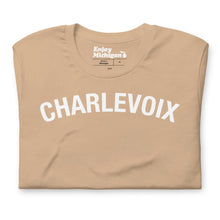 Load image into Gallery viewer, Charlevoix Unisex T-shirt  Enjoy Michigan Tan S 
