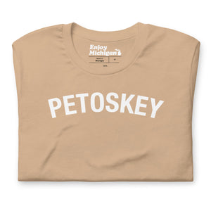 Petoskey Unisex T-shirt  Enjoy Michigan Tan S 