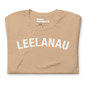 Leelanau Unisex T-shirt  Enjoy Michigan Tan S 