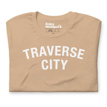 Load image into Gallery viewer, Traverse City Unisex T-shirt  Enjoy Michigan Tan S 