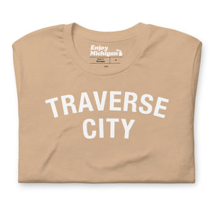 Traverse City Unisex T-shirt  Enjoy Michigan Tan S 