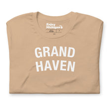 Load image into Gallery viewer, Grand Haven Unisex T-shirt  Enjoy Michigan Tan S 