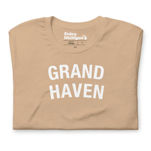 Grand Haven Unisex T-shirt  Enjoy Michigan Tan S 