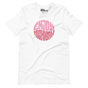 Enjoy Michigan Retro Pink Unisex T-shirt  Enjoy Michigan White S 