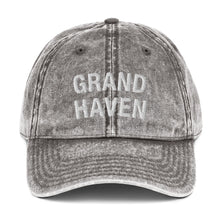 Load image into Gallery viewer, Grand Haven Vintage Cotton Twill Cap  Enjoy Michigan Charcoal Grey  