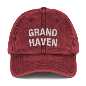 Grand Haven Vintage Cotton Twill Cap  Enjoy Michigan Maroon  