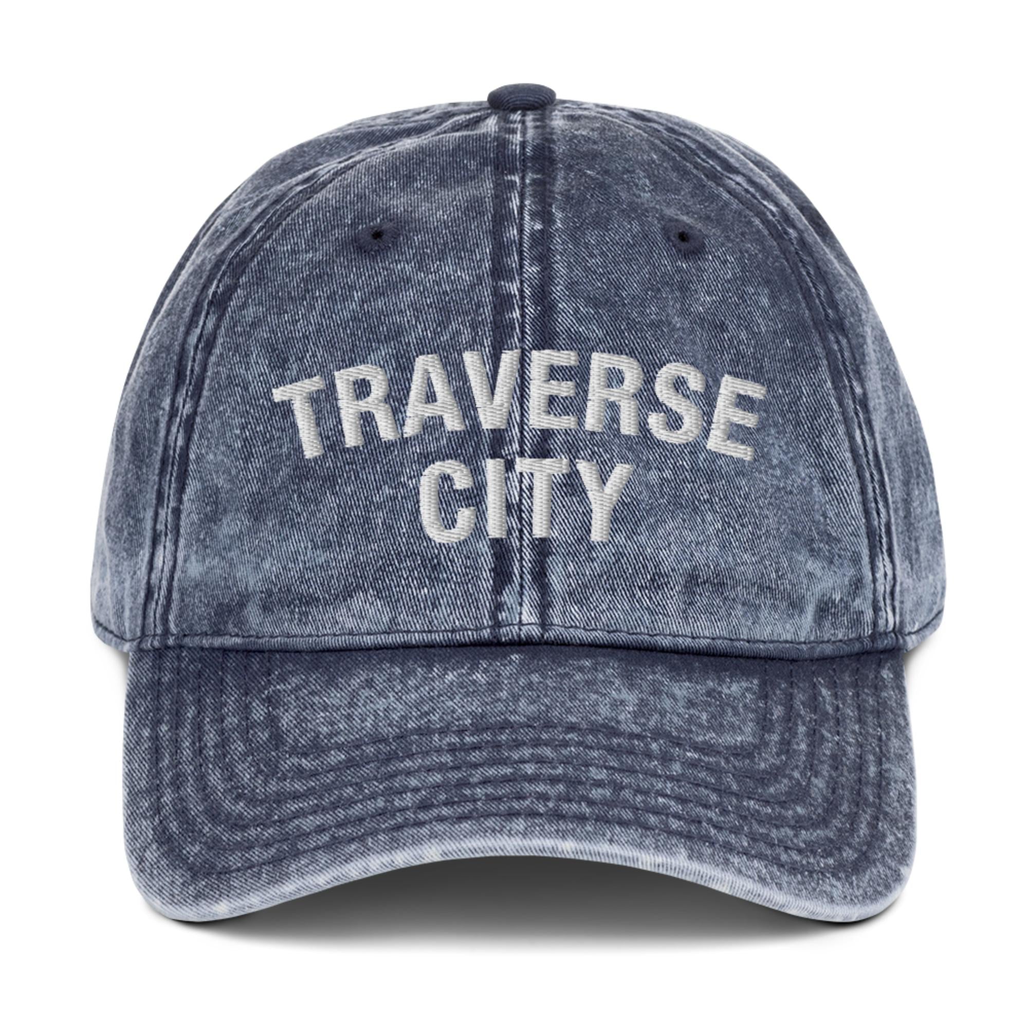 Traverse City Vintage Cotton Twill Cap  Enjoy Michigan Navy  