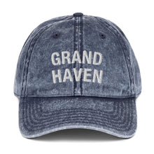 Load image into Gallery viewer, Grand Haven Vintage Cotton Twill Cap  Enjoy Michigan Navy  