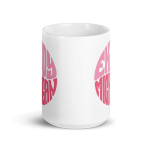 Enjoy Michigan 70's Retro Style 15 oz Pink Ceramic Mug  Enjoy Michigan   