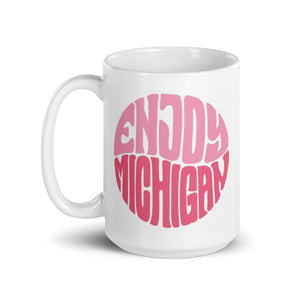 Enjoy Michigan 70's Retro Style 15 oz Pink Ceramic Mug  Enjoy Michigan   