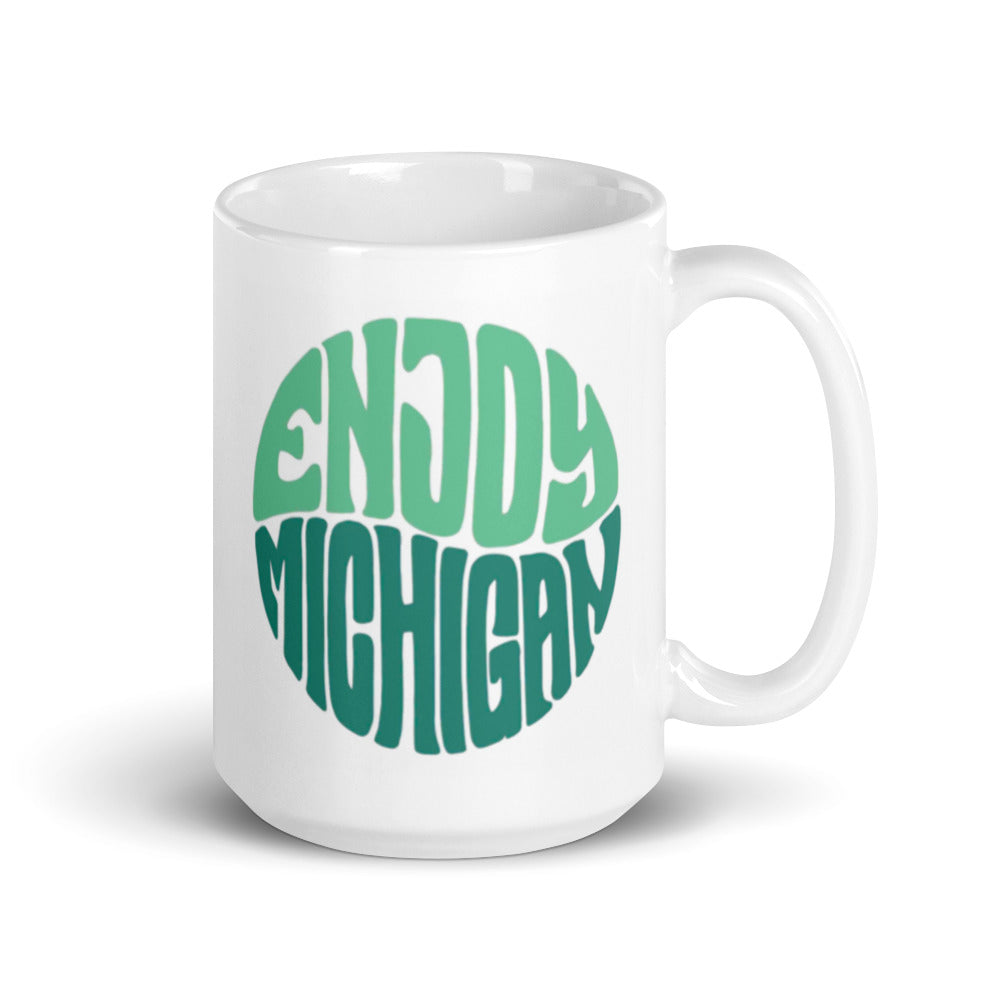 Enjoy Michigan Retro Style 15 oz Green Ceramic Mug  Enjoy Michigan Default Title  