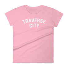 Load image into Gallery viewer, Traverse City Women&#39;s Short Sleeve Fashion Fit T-shirt  Enjoy Michigan Charity Pink S 