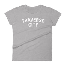 Load image into Gallery viewer, Traverse City Women&#39;s Short Sleeve Fashion Fit T-shirt  Enjoy Michigan Heather Grey S 