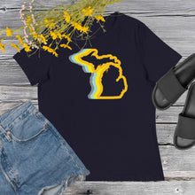 Load image into Gallery viewer, Michigan 70&#39;s Women&#39;s Relaxed T-Shirt  Enjoy Michigan Navy S 