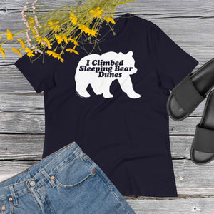 I Climbed Sleeping Bear Dunes Women's Navy Relaxed T-Shirt  Enjoy Michigan S  