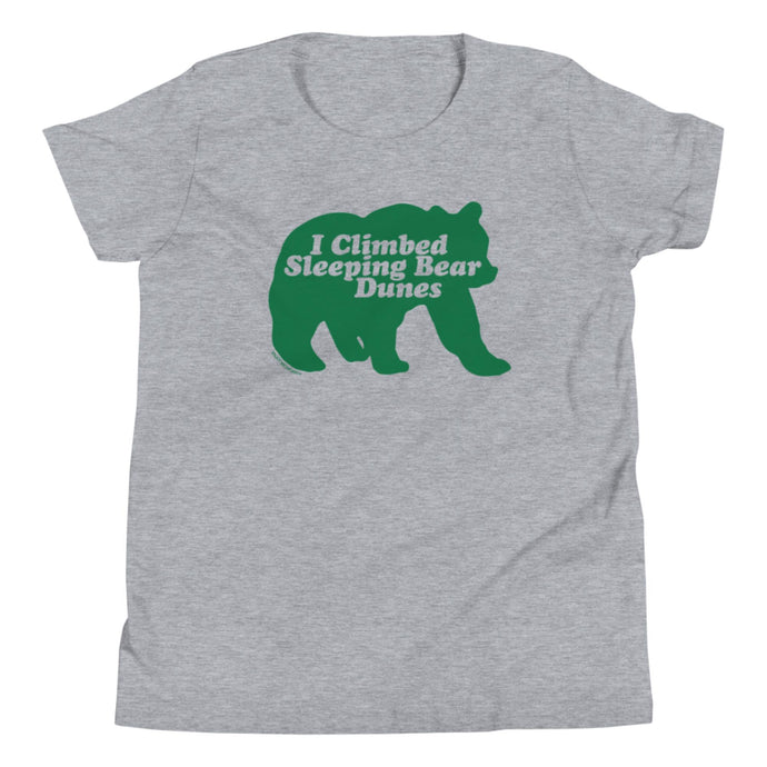 I Climbed Sleeping Bear Dunes Athetic Gray Youth Short Sleeve T-Shirt  Enjoy Michigan S  