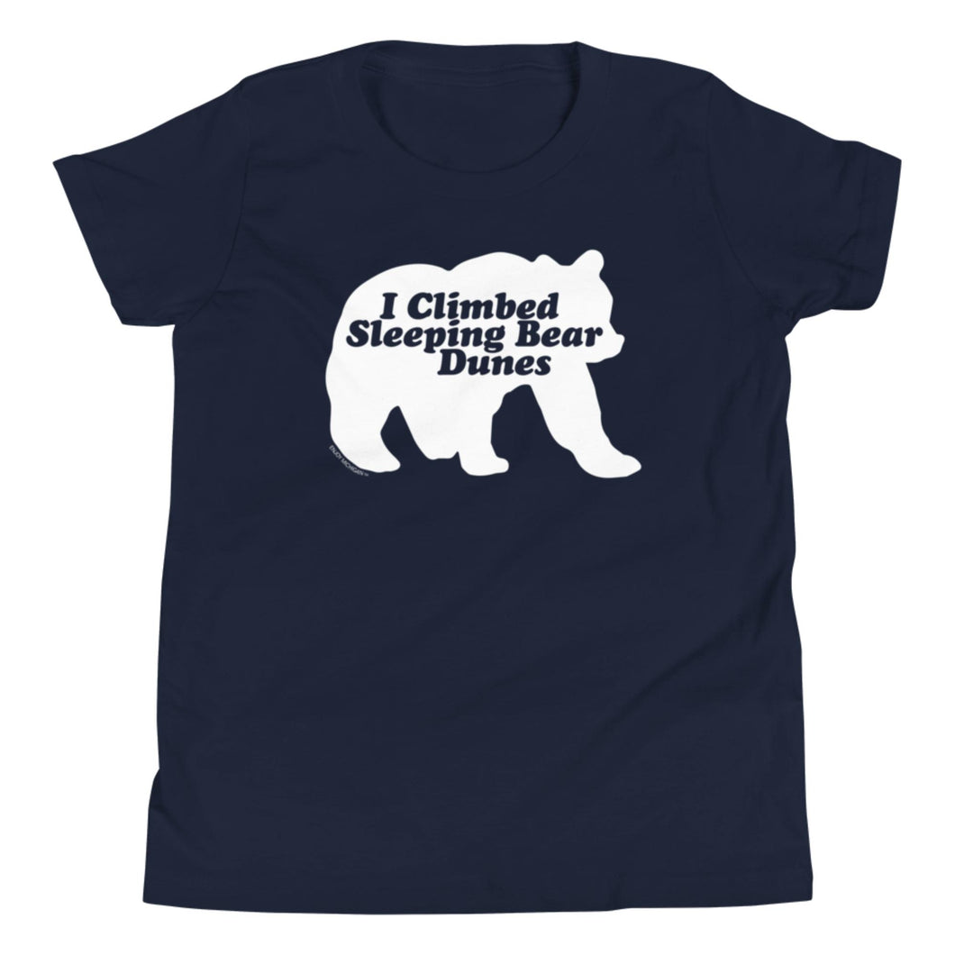 I Climbed Sleeping Bear Dunes Navy Youth Short Sleeve T-Shirt  Enjoy Michigan S  